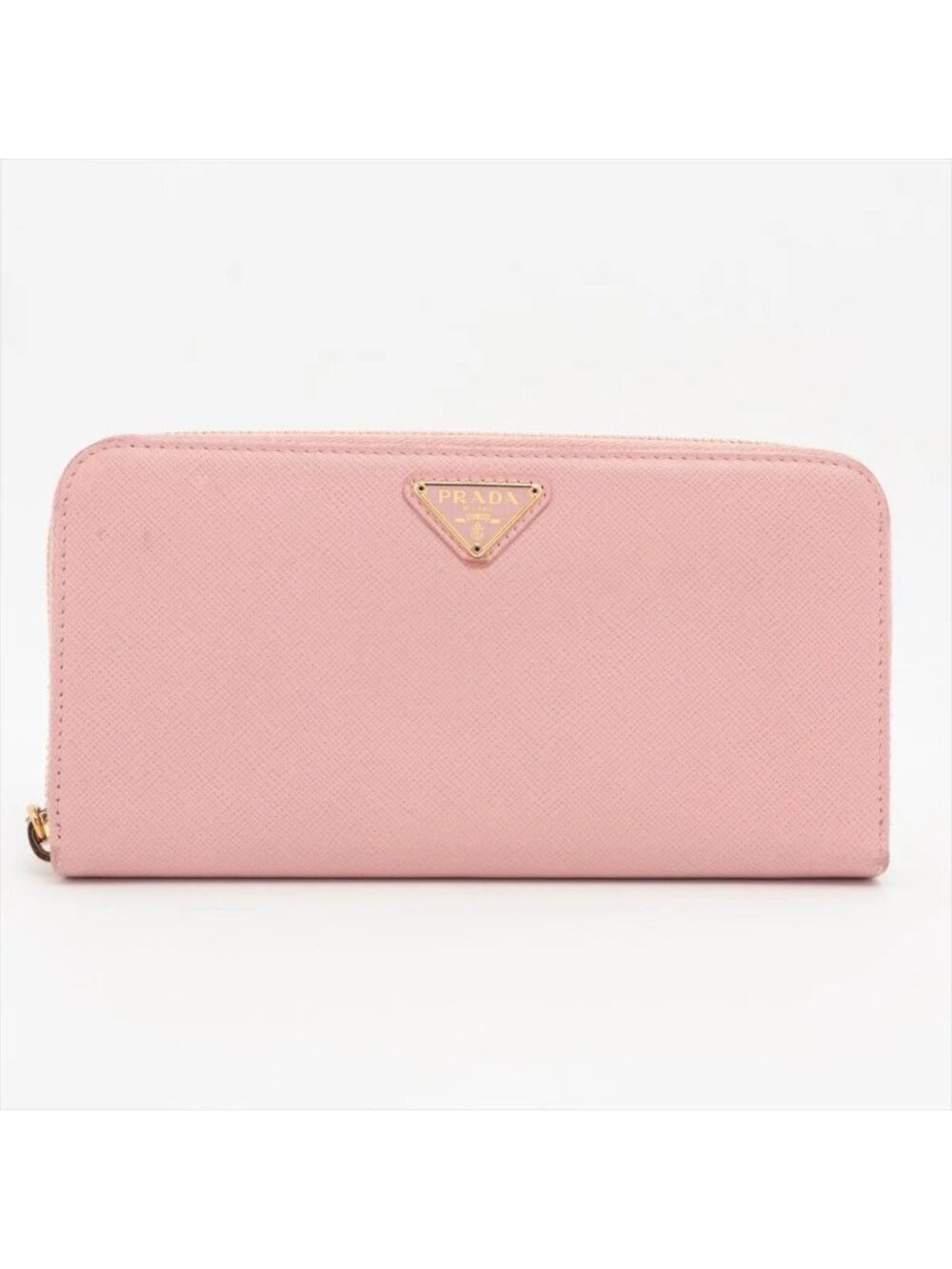 Prada Saffiano Leather Triangle Logo Wallet Zip Around